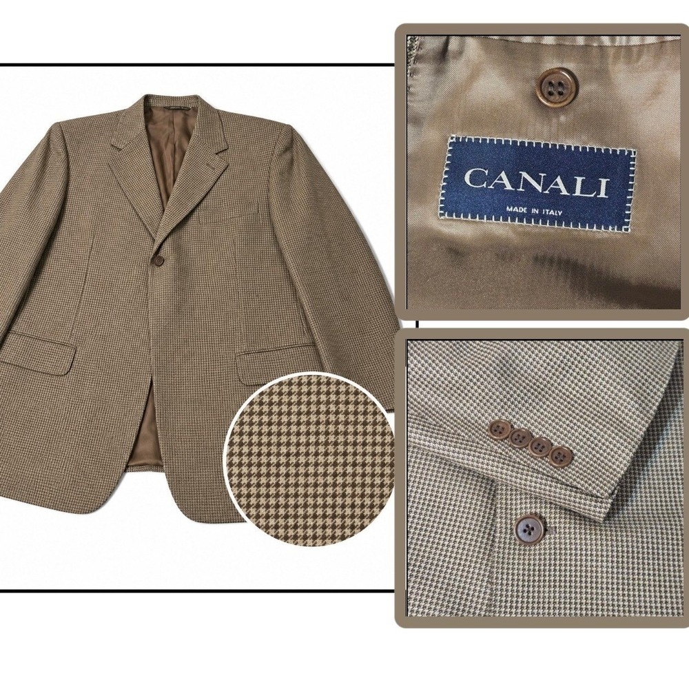 Canali Sport Coat Men 46 Brown Silk Wool Blazer Italy 3 Button Pinstripe